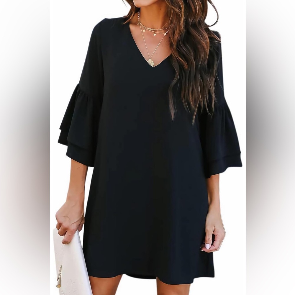 Black V-Neck Dress Dress size L worn once by belongsci